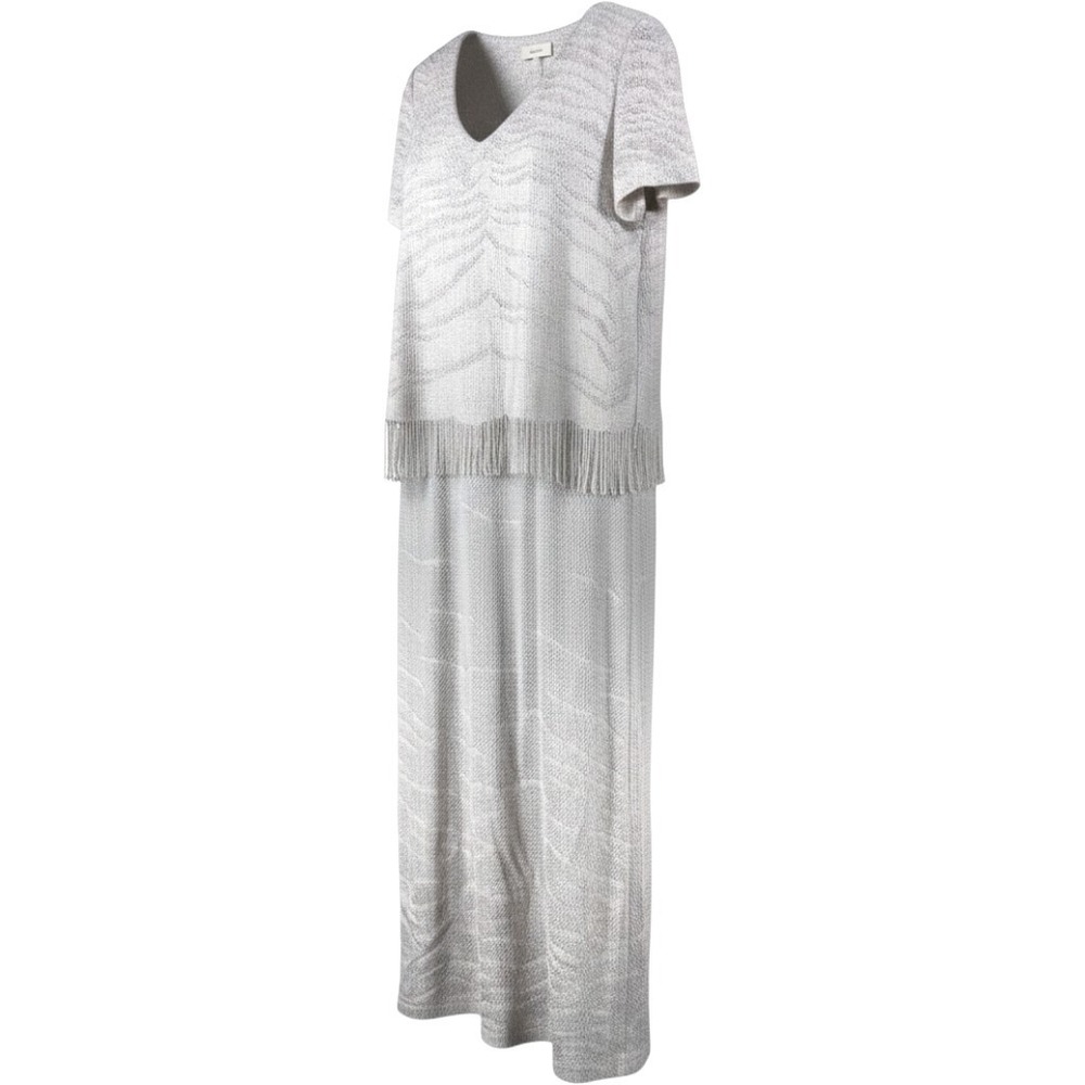 Vintage Giorgio Sant Angelo Gold Cream Crochet Knit Fringe Maxi Dress Size 12